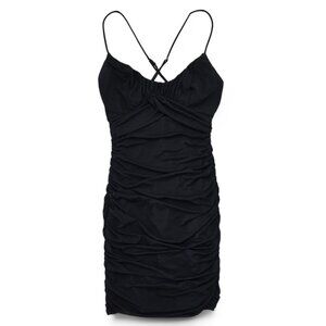 Saints + Secrets Black Ruched Bodycon Dress Women's Spaghetti Strap Evening S